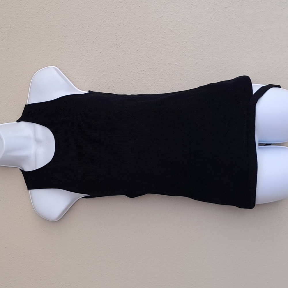 Helmut Lang Black Ribbed Tank With Ribbon Detail Size…